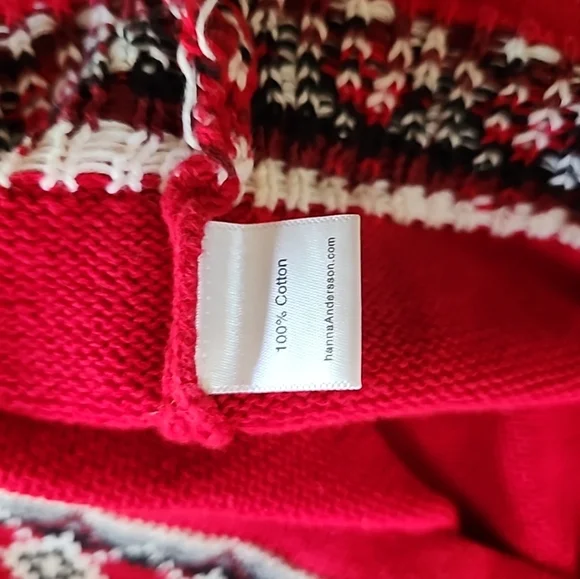 Hanna Andersson Red and White Sno Happy Zip-Up Sweater Fair Isle 140cm size 10 - Picture 6 of 6